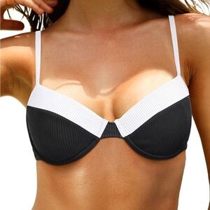 Tempt Me Women Underwire Bikini Top Ribbed Bathing Suit Top Sized L   A60
